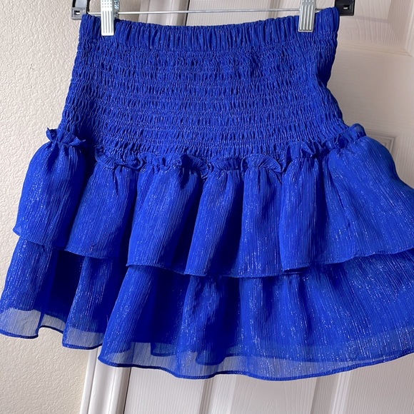 DO+BE NWT Metallic Tiered Ruffle Skirt - Blue - Picture 5 of 6